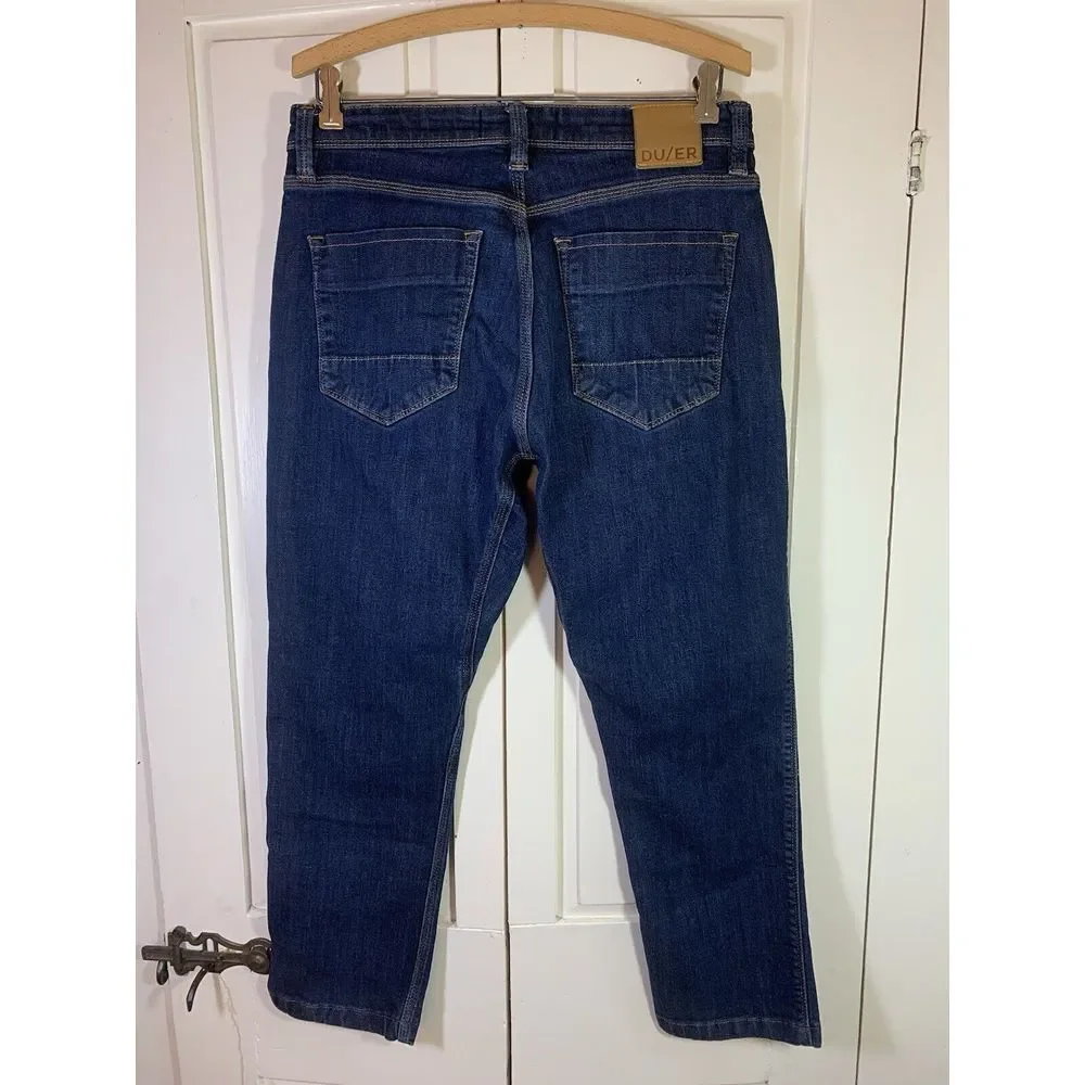 DU/ER DUER Jeans Mens 32X25 Relaxed Fit Taper Blue Denim Minimalist Comfort Prep